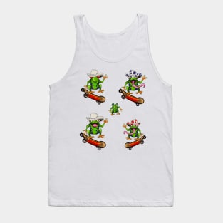 Frog 5 pack Kawaii Froggy Skateboarding Cute Frog in Texas cowboy hat Funny toad toads amphibian tadpole Green Red eyed tree frogs rain forest Lizard dragon zoology gift frog Tank Top